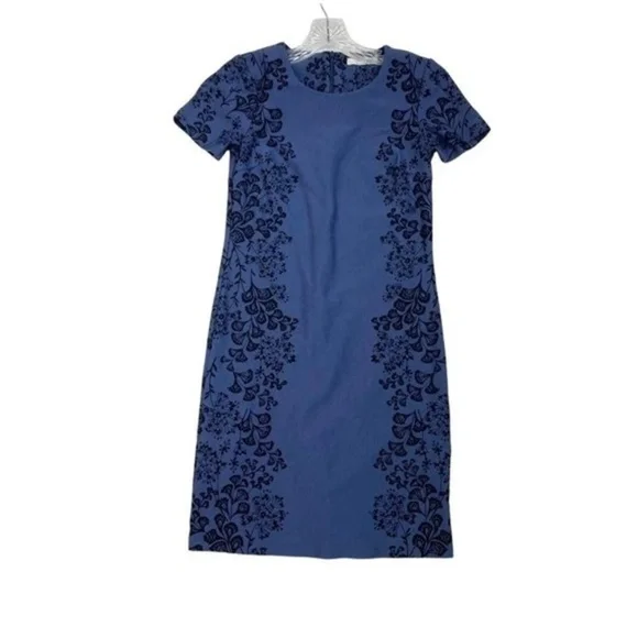 Boden Ponte Floral Slate Blue Shift Dress Sz 10 - Picture 10 of 10